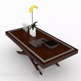 Brown Wooden Coffee Table Design V4 3d model