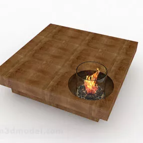 Brown Wooden Coffee Table Design V5 3d model