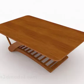 Brown Wooden Dining Table Design 3d model