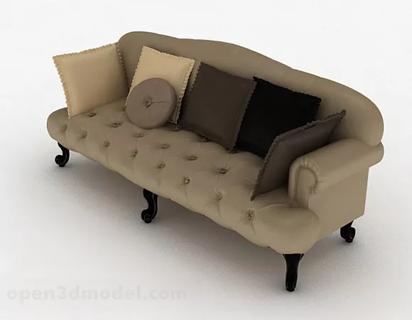 European Brown Double Sofa Design 3d model European Brown Double Sofa Design 3d model