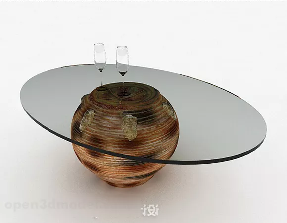 Oval Glass Coffee Table Furniture 3d model Oval Glass Coffee Table Furniture 3d model