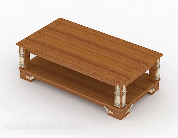 Brown Wooden Rectangular Coffee Table Furniture 3d model Brown Wooden Rectangular Coffee Table Furniture 3d model
