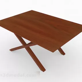 Brown Wooden Dining Table Furniture V2 3d model