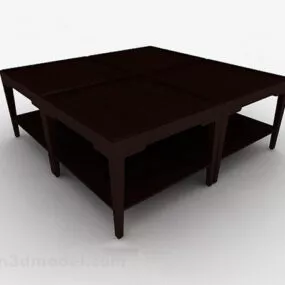 Brown Simple Wooden Coffee Table Furniture 3d model