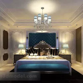 European Bedroom Chandelier Interior 3d model