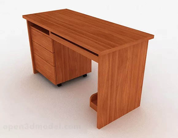 Brown Wooden Desk Furniture 3d model Brown Wooden Desk Furniture 3d model
