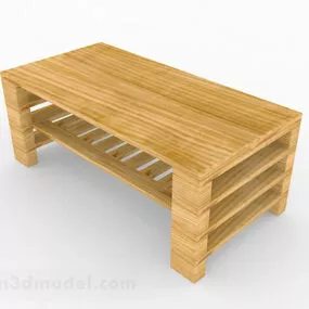 Yellow Wooden Coffee Table Furniture V1 3d model