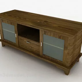 Brown Wooden Tv Cabinet Furniture V2 3d model