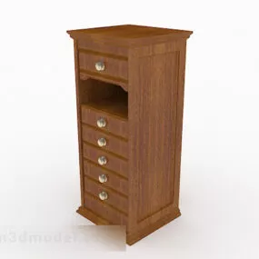 Brown Wooden Office Cabinet Furniture 3d model