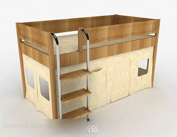 Brown Wooden Single Bed Furniture V1 3d model Brown Wooden Single Bed Furniture V1 3d model