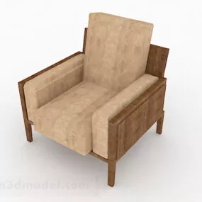 Brown Wooden Single Sofa Furniture V1 3d model