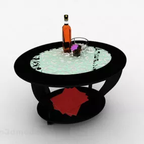 Black Round Coffee Table Decor V1 3d model