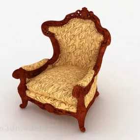 European Brown Single Sofa Decor 3d model
