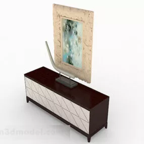 Brown Wooden Office Cabinet Decor 3d model