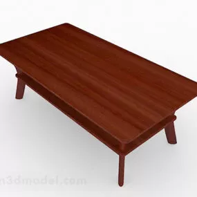 Red Brown Wooden Coffee Table 3d model