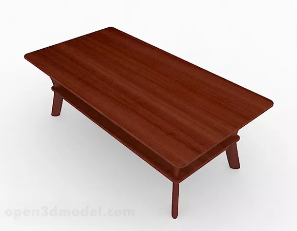 Red Brown Wooden Coffee Table 3d model Red Brown Wooden Coffee Table 3d model