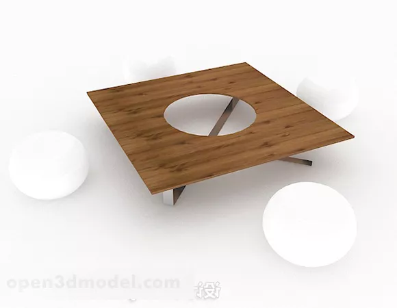 Wooden Simple Coffee Table Decor 3d model Wooden Simple Coffee Table Decor 3d model