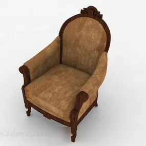 European Brown Single Sofa Decor V1 3d model