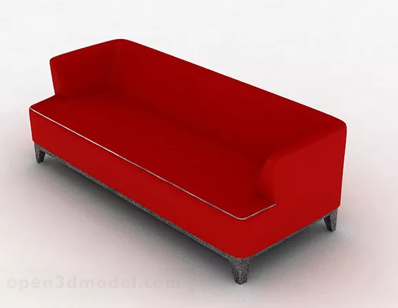 Red Multiseater Sofa Decor 3d model Red Multiseater Sofa Decor 3d model