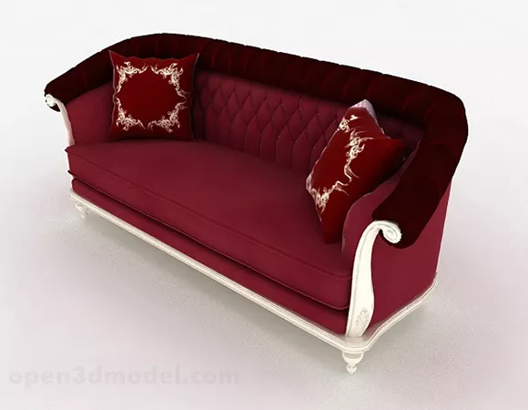 European Red Double Sofa 3d model European Red Double Sofa 3d model