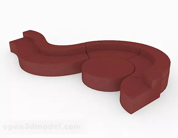 Red Multiseater Sofa 3d model Red Multiseater Sofa 3d model
