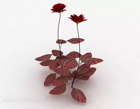 Red Flower Garden Plant V1 3d model Red Flower Garden Plant V1 3d model