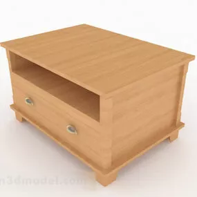 Brown Wooden Bedside Table V11 3d model