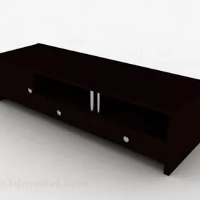 Dark Brown Wooden Tv Cabinet V2 3d model