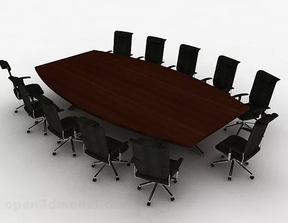 Brown Conference Table And Chairs V1 3d model Brown Conference Table And Chairs V1 3d model