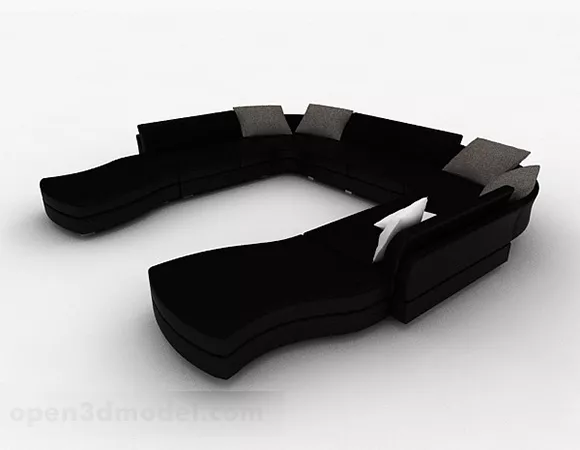 Black Minimalist Multi-seater Sofa V1 3d model Black Minimalist Multi-seater Sofa V1 3d model