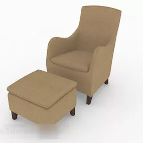 Brown Minimalist Single Sofa V3 3d model