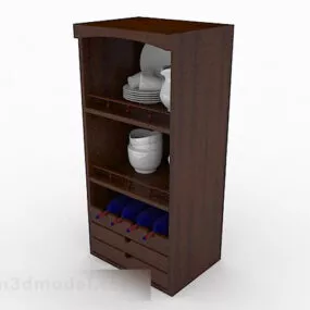 Brown Wooden Cabinet V11 3d model
