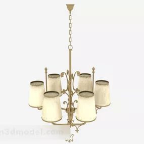 Classic Beige Shade Chandelier 3d model