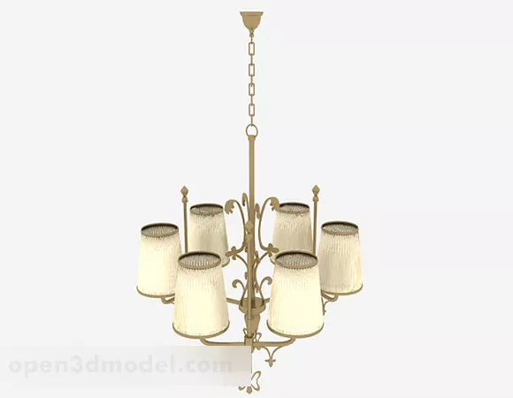 Classic Beige Shade Chandelier 3d model Classic Beige Shade Chandelier 3d model