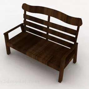 Wooden Brown Lounge Chair V1 3d model
