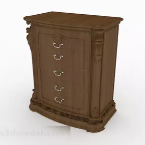 Brown Wooden Storage Cabinet V2 3d model