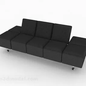 Black Multiseater Sofa V6 3d model