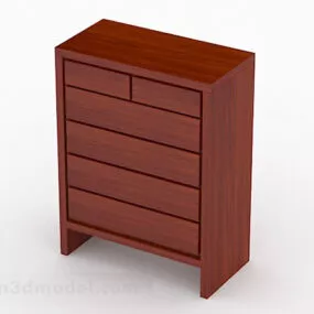 Brown Wooden Storage Cabinet V3 3d model