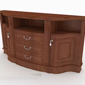 Brown Wooden Home Office Cabinet V1 3d model