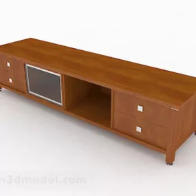Brown Wooden Tv Cabinet V27 3d model