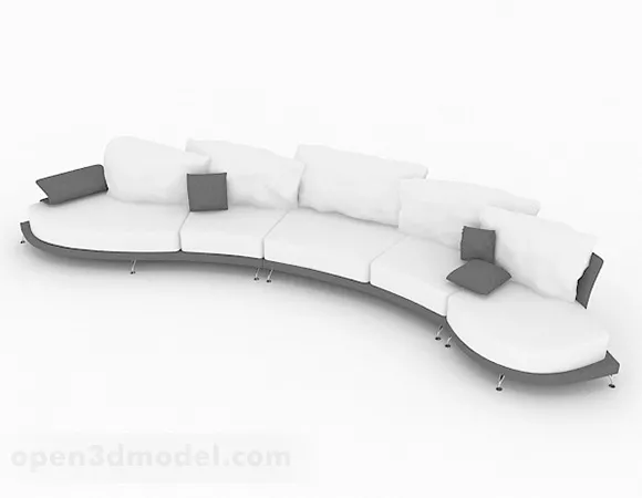 White Multi-seats Curved Sofa Furniture 3d model White Multi-seats Curved Sofa Furniture 3d model