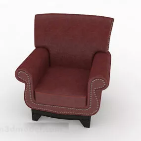 Red Leather Minimalist Single Sofa 3d model