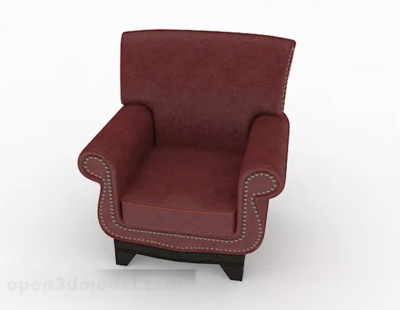 Red Leather Minimalist Single Sofa 3d model Red Leather Minimalist Single Sofa 3d model