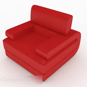 Red Color Minimalist Single Sofa 3d model