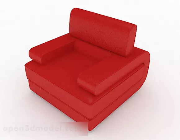 Red Color Minimalist Single Sofa 3d model Red Color Minimalist Single Sofa 3d model