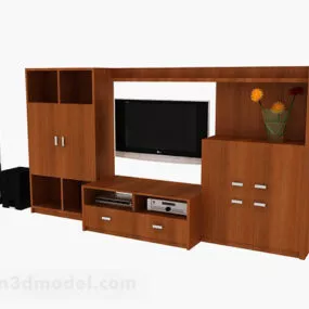 Brown Wooden Tv Cabinet V28 3d model
