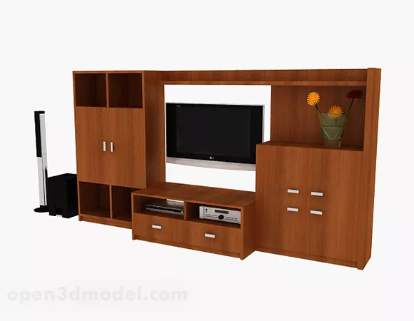 Brown Wooden Tv Cabinet V28 3d model Brown Wooden Tv Cabinet V28 3d model