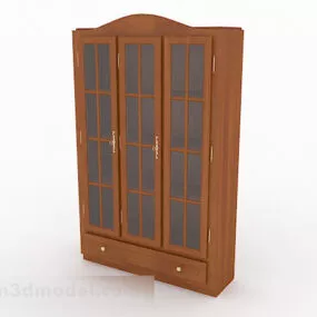 Home Wooden Brown Bookcase 3d model