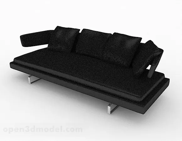 Black Leather Multi-seats Sofa 3d model Black Leather Multi-seats Sofa 3d model