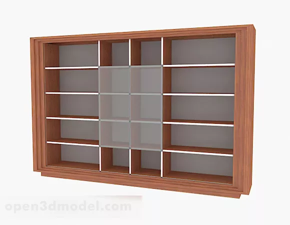Bookcase Cabinet With Shelf Inside 3d model